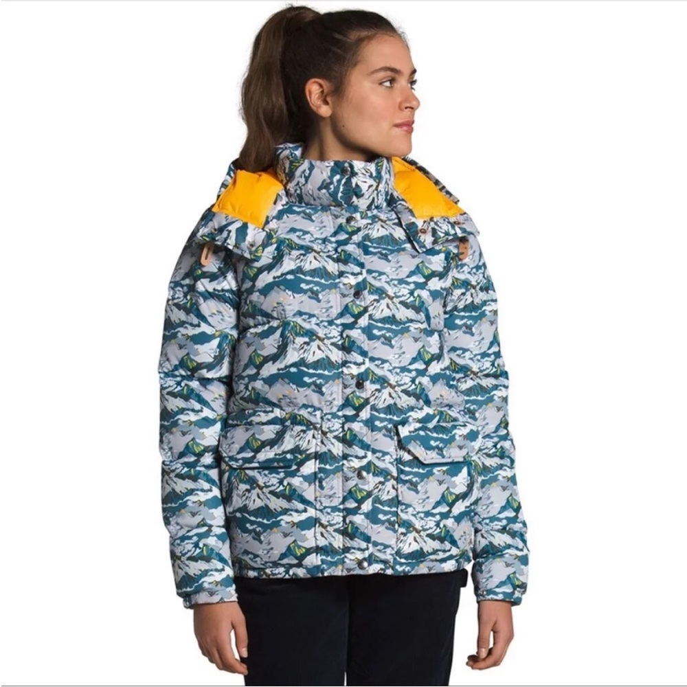 The North Face and Liberty of London Sierra Down Jacket Blue Mountain Large EUC